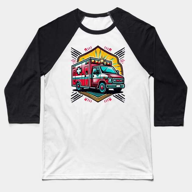Ambulance Baseball T-Shirt by Vehicles-Art